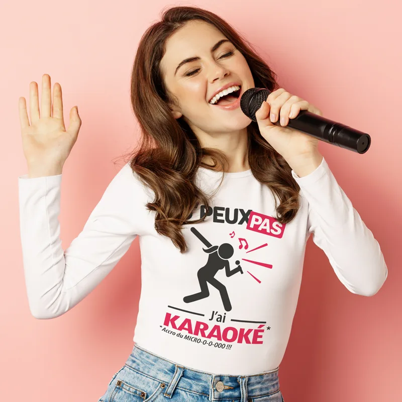 T-shirt femme je peux pas, j'ai karaoké pour les fans de musique