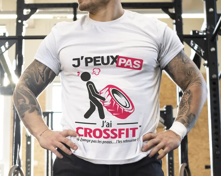 Le t-shirt respirant blanc pour homme de la collection j'peux pas, j'ai crossfit