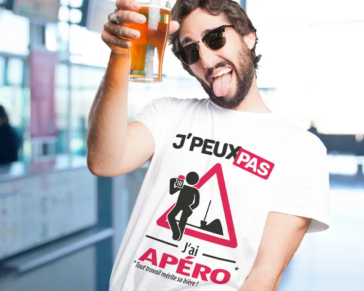 t-shirt pas cher J'ai apéro pour faire la fête après le travail